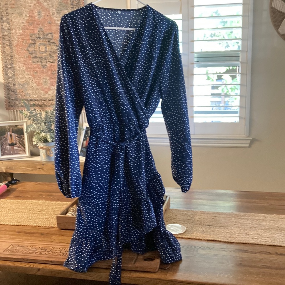 Navy polka dot dress